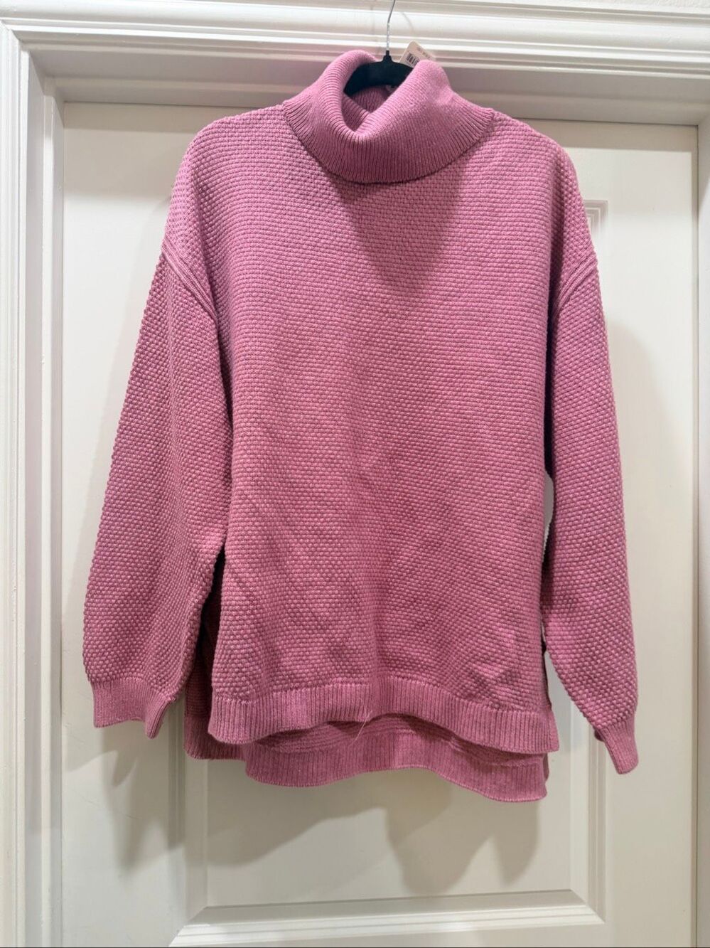 Free People Pink Rose Heathered Knit Oversized Turtleneck Sweater Top Size XS